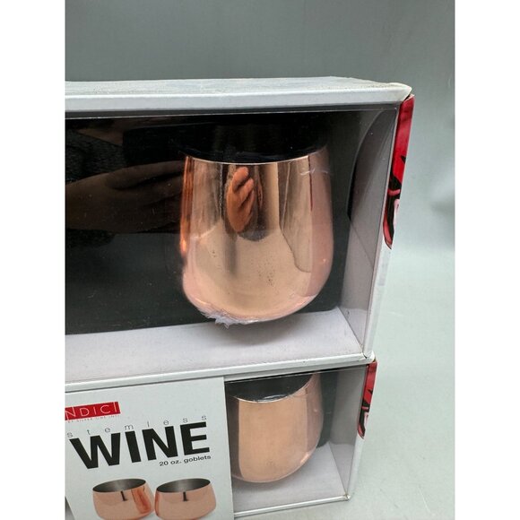 Undici Stemless Wine Goblets 20 Oz Set 4 Copper Finish stainless steel READ NEW - Picture 3 of 6